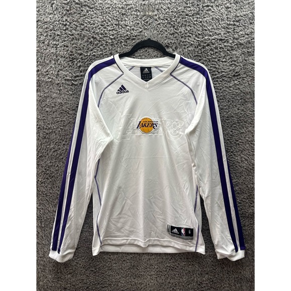 Adidas Los Angeles Lakers‎ On-Court Warm up Long Sleeve Shirt White Size S